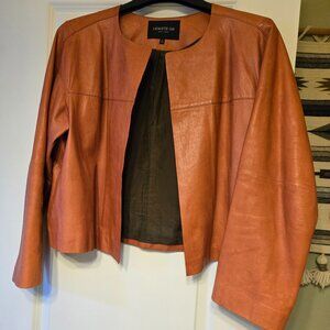 Women's Lafayette 148 New York leather jacket, size L, burnt orange/saddle color